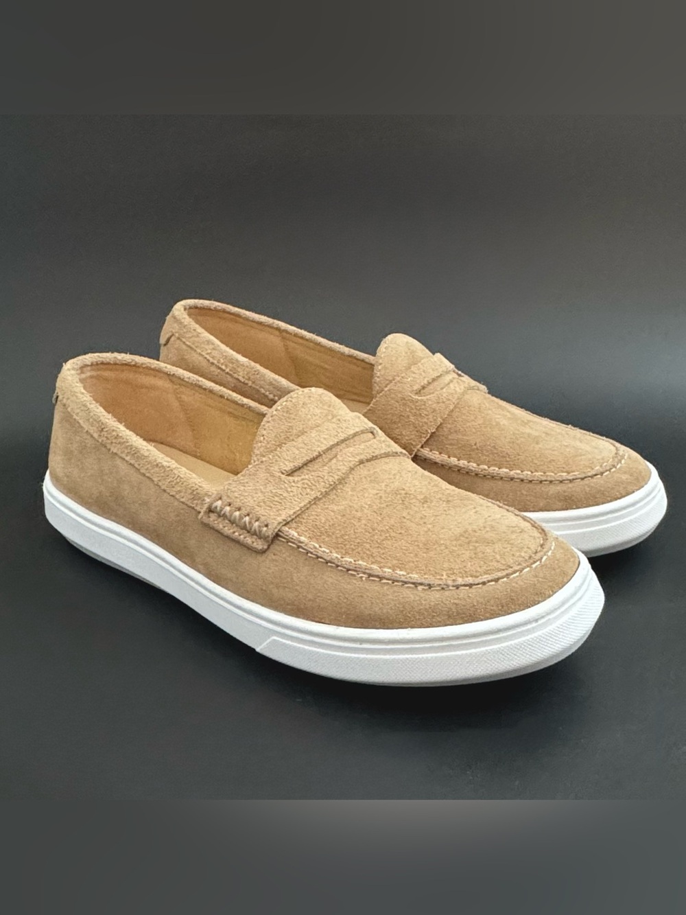 Portland Leather Patina Cushioned Suede Boardwalk Loafer, Taupe Womens Size 9.5